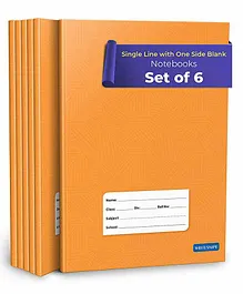 Woodsnipe Single Line Interleaf Notebooks Set Of 6 - 176 Pages Each