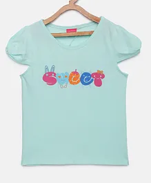 Tiny Girl Printed Cap Sleeves Top - Sea Green Tiny Girl Printed Cap Sleeves Top - Sea Green