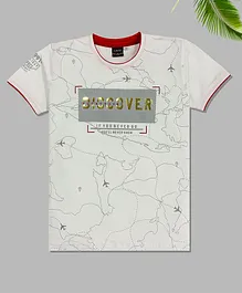 CAVIO Half Sleeves Discover Printed Tee - White CAVIO Half Sleeves Discover Printed Tee - White