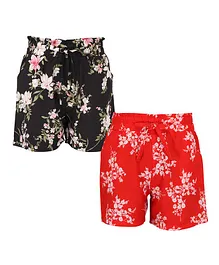 Cutecumber Pack Of 2 Floral Print Shorts - Black & Red Cutecumber Pack Of 2 Floral Print Shorts - Black & Red