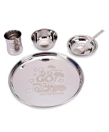 Ramson Car Stainless Steel Dinner Set of 5 Pieces - Silver