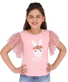 Cutecumber Short Sleeves Bunny Print Top - Peach Cutecumber Short Sleeves Bunny Print Top - Peach
