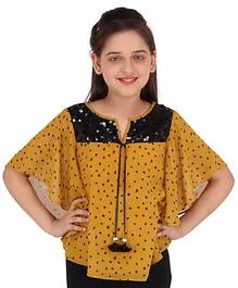 Cutecumber Short Sleeves All Over Printed Sequined Top - Yellow Cutecumber Short Sleeves All Over Printed Sequined Top - Yellow