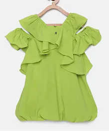 Tiny Girl Half Sleeves Solid Cold Shoulder Top - Green Tiny Girl Half Sleeves Solid Cold Shoulder Top - Green
