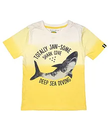 Lil Lollipop Half Sleeves Shark Print T-Shirt - White and Yellow Lil Lollipop Half Sleeves Shark Print T-Shirt - White and Yellow