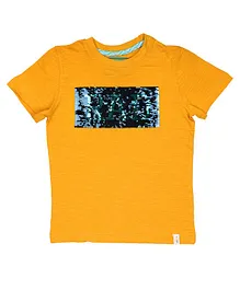 Lil Lollipop Half Sleeves Sequence Patch T-Shirt - Mustard Lil Lollipop Half Sleeves Sequence Patch T-Shirt - Mustard