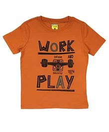 Lil Lollipop Half Sleeves Work Play Print T-Shirt - Brown Lil Lollipop Half Sleeves Work Play Print T-Shirt - Brown