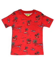 Lil Lollipop Half Sleeves Tree Print T-Shirt - Red Lil Lollipop Half Sleeves Tree Print T-Shirt - Red