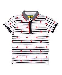 Lil Lollipop Half Sleeves Striped T-Shirt - White Lil Lollipop Half Sleeves Striped T-Shirt - White