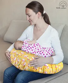 Babyhug 100% Cotton Feeding Pillow Unicorn Print - Yellow