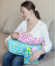 Babyhug Cotton Feeding Pillow With Belt Star Print - Blue