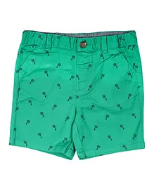 Lil Lollipop Palm Tree Printed Cotton Shorts - Green Lil Lollipop Palm Tree Printed Cotton Shorts - Green