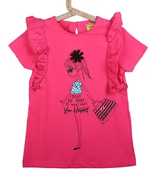 Lil Lollipop Short Sleeves Ruffled Doll Print Top - Pink Lil Lollipop Short Sleeves Ruffled Doll Print Top - Pink