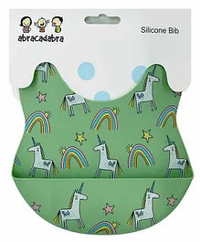 Abracadabra Silicone Baby Bib Unicorn Print - Green