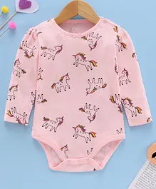 Fox Baby Full Sleeves Onesie Unicorn Print - Pink