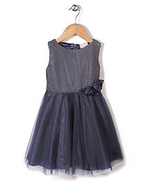 Little Coogie Fit N Flare Dress With Flower - Dark Grey Little Coogie Fit N Flare Dress With Flower - Dark Grey