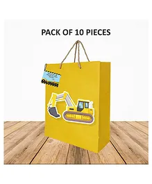 Untumble Construction Vehicle Themed Party Bags Yellow  - Pack of 10 