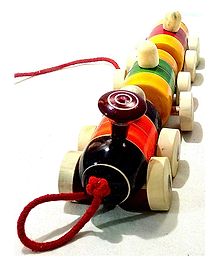 Smartcraft Handcrafted Wooden Boogie Train Pull Along Toy - Multicolor