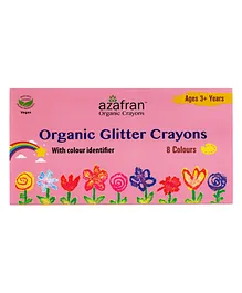 Azafran Organic Glitter Crayons 8 Shades- Multicolour 