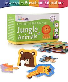 Intelliskills My First Jigsaw Puzzles - Jungle Animals | Premium 6 Jigsaw Animal Themed Puzzle Set - 18 Pieces | Pre-School Learning & Educational Puzzle Set | BIS Certified | Educator Approved