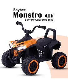 Baybee Monstro Battery Operated Ride-On Monster ATV With Music - Orange