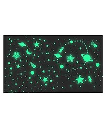 FunBlast Glow in The Dark Fluorescent Space Galaxy Wall Ceiling Stickers 12 Pieces (Design May Vary)