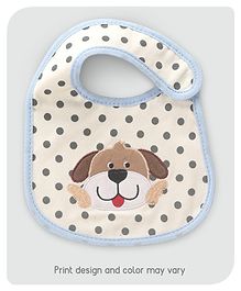Babyhug Bib Puppy Face Embroidery - Blue