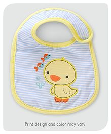 Babyhug Bib Duck Embroidery - White And Yellow