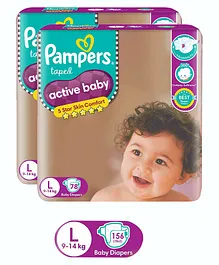 Pampers Active Baby Diapers Large - 78 Pieces (Combo pack of 2)