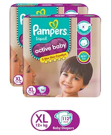 Pampers Active Baby Diapers XL Size - 56 Pieces(Combo pack of 2)