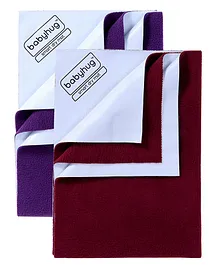 Babyhug Smart Dry Bed Protector Sheet Set of 2 - Medium ( Plum & Maroon)