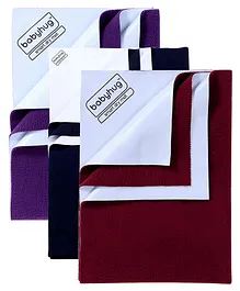 Babyhug Smart Dry Bed Protector Sheet Set of 3 - XX Large (Plum, Feeroju & Maroon)
