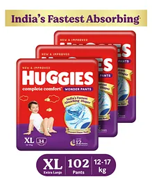 Huggies Wonder Pants Extra Large Pant Style Diapers - 34 Pieces - ( Pack of 3 )