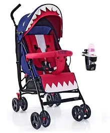 Babyhug Lil Monsta Stroller With Adjustable Leg Rest - Red & Blue