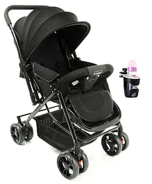 Babyhug Symphony Stroller With Reverisble Handle & Mosquito Net - Black