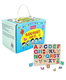 Babyhug Pocket Board Book Set of 10 combo with 26 pieces Wooden Alphabet Puzzle