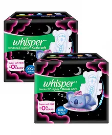 Whisper Bindazzz Nights Koala Soft Sanitary Pads XXL- - 10 Pieces(Pack of 2 )