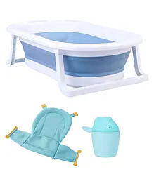 Folding Baby Bath Tub with Drain Plug - Blue