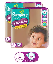Pampers Active Baby Diapers Large - 50 Pieces (Pack of 2)