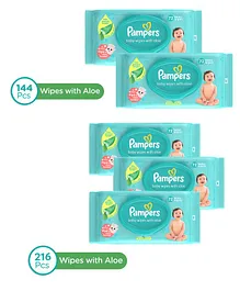 Pampers Baby Gentle wet wipes with Aloe, 144 count, 97 Pure Water & Pampers Baby Gentle wet wipes with Aloe, 72 count, 97 Pure Water - (Pack of 3)