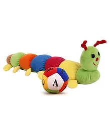Playtoons Caterpillar Small  Multi Color - 58 cm & Dimpy Stuff Colorful Soft Ball Alphabets Soft Toy Multcolor - Circumference 14 cm