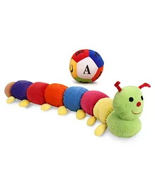 Playtoons Caterpillar Big Multi Color - 83 cm & Dimpy Stuff Colorful Soft Ball Alphabets Soft Toy Multcolor - Circumference 14 cm