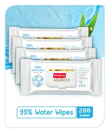 Babyhug Advanced 99% Pure Water (Unscented) Baby Wipes - 72 pieces (Pack of 4)