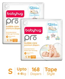 Babyhug Pro Bubble care premium Tape Style Diaper Small - 84 Pieces -(Pack of 2)