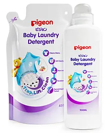 Pigeon Baby Liquid Laundry Detergent - 900 ml & Laundry Detergent Refill Pack - 450 ml