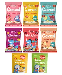 Slurrp Farm Cereals Pack of 6 & Foxtail and Little Millet Noodles Pack of 2