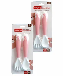 Babyhug Flexible Spoon & Fork Set - Pink pack of 2