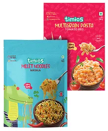timios Healthy Instant Tomato Red Pasta made with Brown Rice and Corn - 195 g & Millet Masala Flavoured Instant Noodles - 190 g