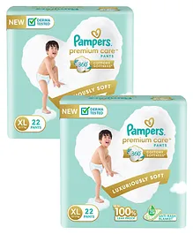 Pampers Premium Care Pants, Extra Large size baby diapers (XL), 22 Count, Softest ever Pampers pants - (Pack of 2)