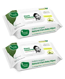 Mother Sparsh Plant Powered Natural Baby Wipes With Cucumber Extract - 60 Pieces (Pack of 2)